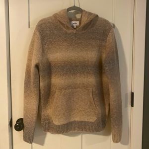 Speckled Merino Wool Pullover Hoodie - beige multi